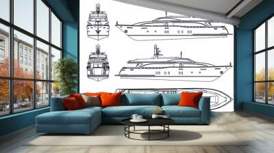 Yacht. Vector luxury liner yacht isolated on white background. Sea tourism, holiday vacation concept. Wall mural