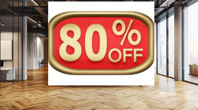 80% percent discount on gold badge, vector.  Wall mural