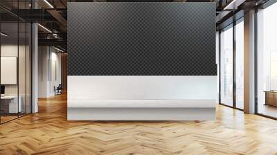 White gold steel countertop, empty shelf. Vector realistic mockup of table top, kitchen counter on transparent background with spot light. Bar desk surface in foreground Wall mural