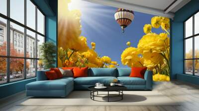 The spring sun shines flying balloon Wall mural