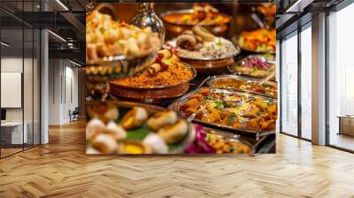 North indian appetizer buffet at wedding  Wall mural