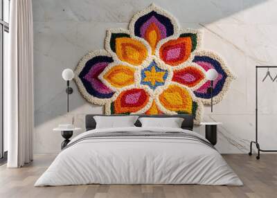 Top view of colorful rangoli on the floor Wall mural