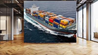 Maritime Transportation: Cargo Ship at Sea Wall mural