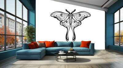 Luna Moth with Lilith's symbol on her wings. luna moth, moon moth. Geometric vector symbol with luna moth Wall mural