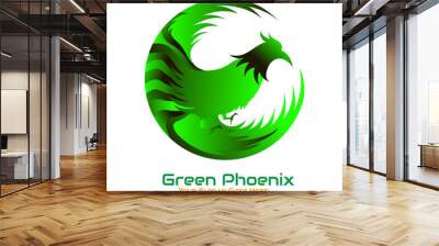 Vector logo green phoenix design in eps 10. Simple template and ready to use. Wall mural