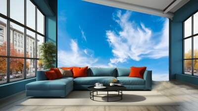 White clouds in blue sky Wall mural