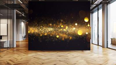 Blurred background with yellow lights on black Wall mural