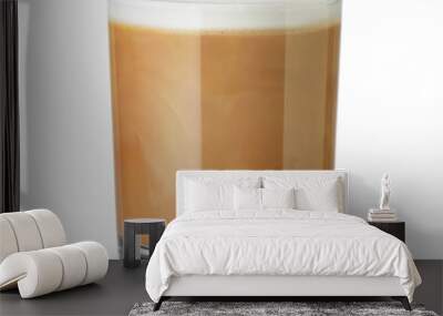 Flat white coffee in a transparent glass isolated. Wall mural