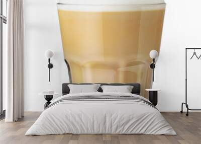 Flat white coffee in a transparent glass isolated. Wall mural