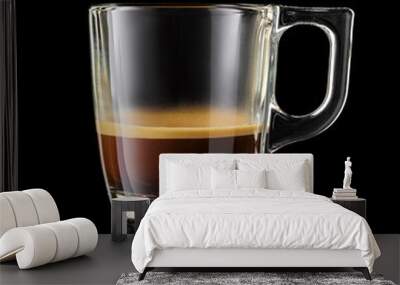 Glass cup of espresso coffee isolated on black. Wall mural