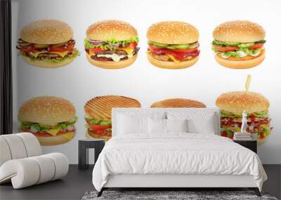 Hamburgers set isolated Wall mural