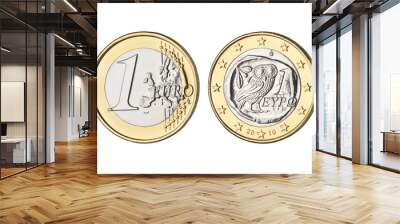 One euro coin isolated on white. Wall mural