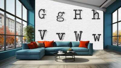 Real typewriter font alphabet with letters G, H, V, W Wall mural