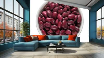 Red kidney beans in white bowl isolated on white. Top view. Wall mural