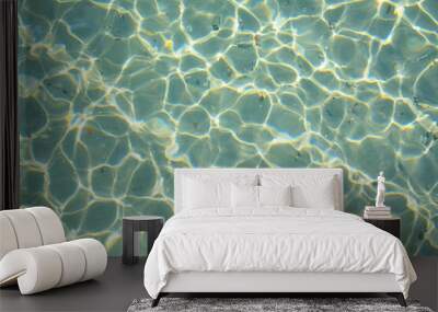 Sea water background with caustic sun light. Wall mural