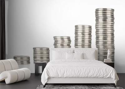 Silver coins stacks Wall mural