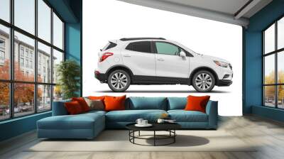 White SUV car isolated. Transparent PNG image. Wall mural