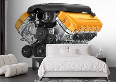 Automotive engine gearbox assembly without shadow on white background 3D Wall mural