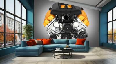 Automotive engine on grey gradient background 3D illustration Wall mural