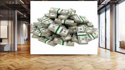 big pile of money american dollar bills without shadow 3d Wall mural