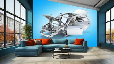 body car with no wheel without a shadow on blue gradient backgro Wall mural