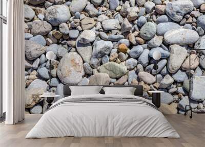 Natural pebble stone and cobblestone in nature close-up Wall mural