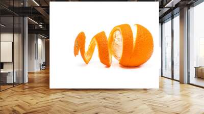 Peeled orange isolated on white background. Wall mural