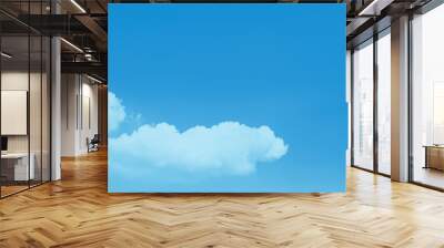 Clear blue sky and two beautiful white clouds, toned Wall mural