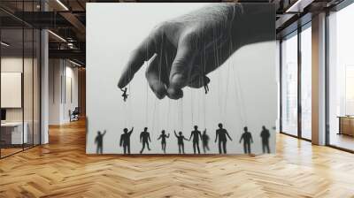 Conceptual Depiction of Control and Manipulation with Hand and Puppet Figures Wall mural