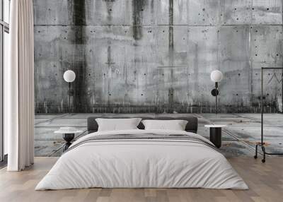 Urban Concrete Wall and Pavement with Minimalist Design Featuring Weathered Texture Wall mural