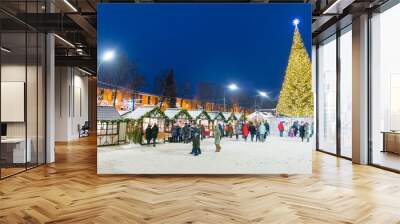 Nizhny Novgorod. Christmas festivities on the square of Minin. Wall mural