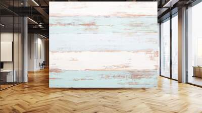 Close up of wall made of painted pastel colored wood planks, Old wooden texture background Wall mural