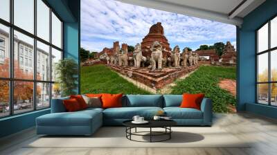 Wat Thammikarat ancient temple built before foundation of Ayutthaya one of a famous travel place in Ayutthaya Historical Park Wall mural