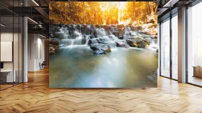 Beautiful waterfall in autumn season, Sam lan waterfall Wall mural