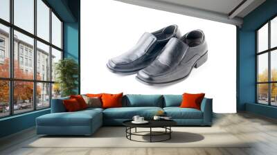 Business Men's Black Leather Shoe isolated Wall mural