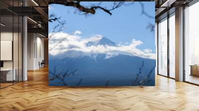 Close up top of beautiful Fuji mountain with snow cover Wall mural