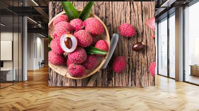 fresh organic lychee fruit on basket Wall mural