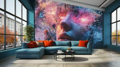 A digital art marketplace, symbolizing the rise of NFTs Wall mural