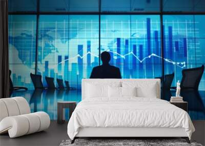 A market economist discussing economic policies and global market trends in a conference room setting Wall mural