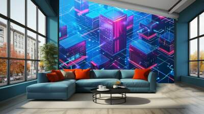 A modern data warehouse infrastructure with servers and cloud storage, optimizing data management and analysis Wall mural