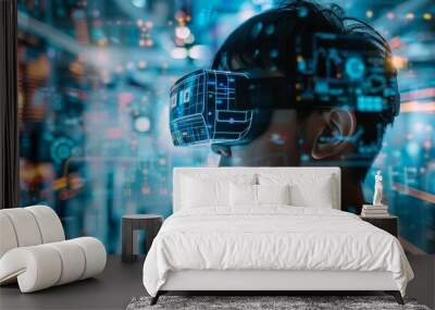 A technology market showcasing the latest gadgets and devices, with interactive displays and demonstrations Wall mural