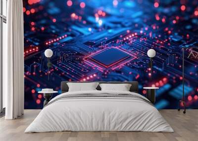 Abstract circuit board background representing futuristic technology processing. Wall mural