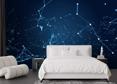 abstract polygonal space with dot and line connection for use as technology or science background Wall mural