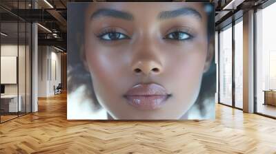 an AR beauty app, virtual makeup applied to a live image, allowing customers to try different looks before purchase Wall mural