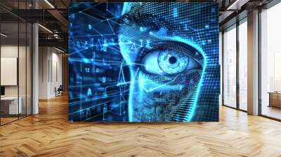 Biometric security systems using retina scans and facial recognition Wall mural