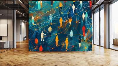 Digital concept of interconnected communities Wall mural