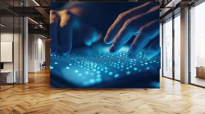 hands using a Braille display, soft lighting and modern tech setting reflect the importance of accessible design Wall mural