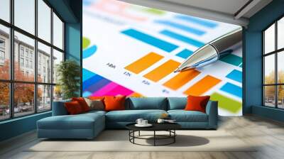 Illustrated report on business expenses with colorful graphs and detailed financial data professional business finance document Wall mural