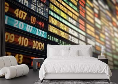 Illustration of a currency exchange board with multiple currencies and real-time rates professional and modern design Wall mural