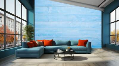 light blue wood plank floor for design background Wall mural